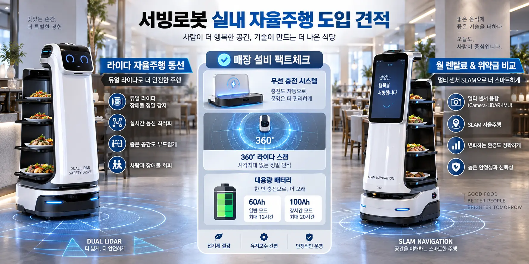 서빙로봇 렌탈 매장 통로 주행방식 설치조건 계약 체크리스트