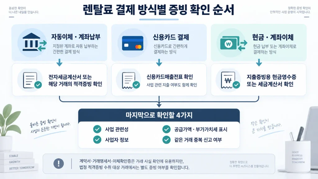 사업자 렌탈료 결제 방식별 적격증빙 확인 순서